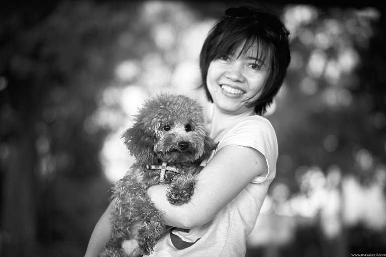 Black and white dog photography in Singapore.