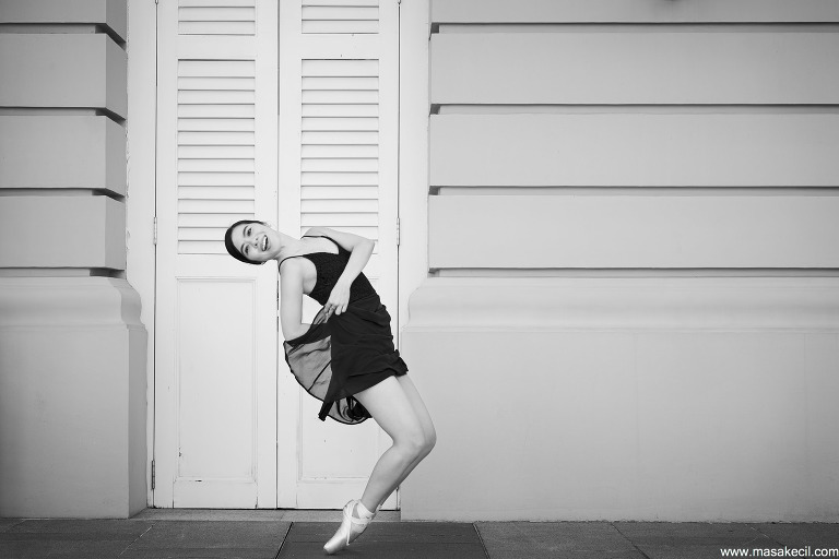 Black and white outdoor dance photography in Singapore